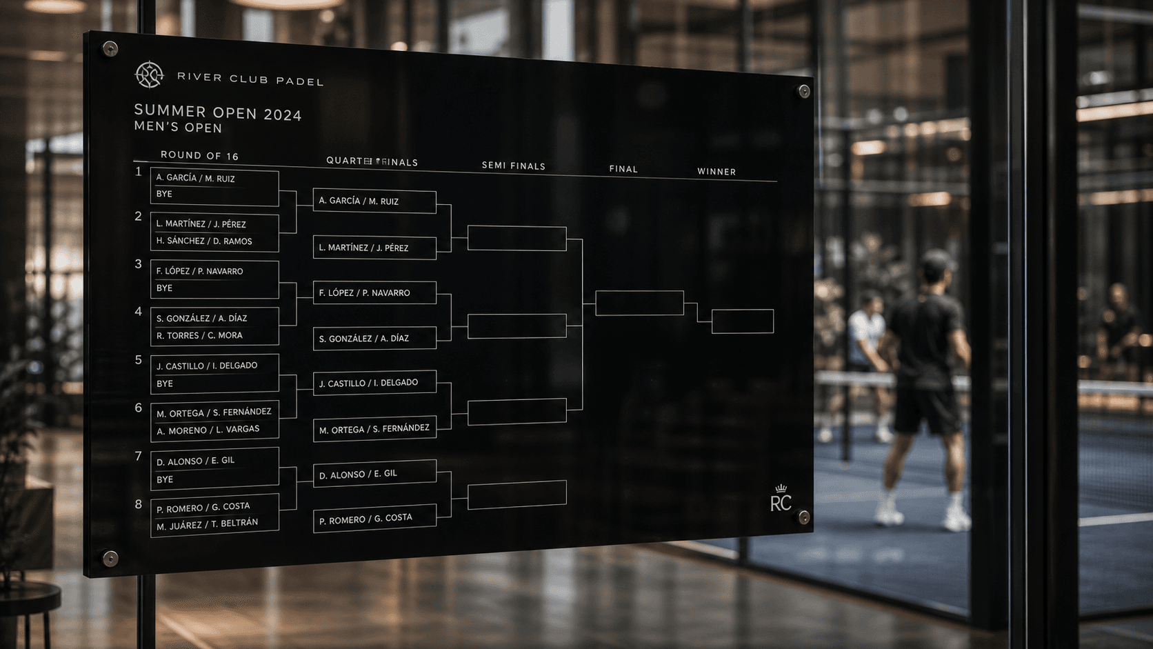 Tableau de tournoi affiché à Sky pendant l'Étape FTT